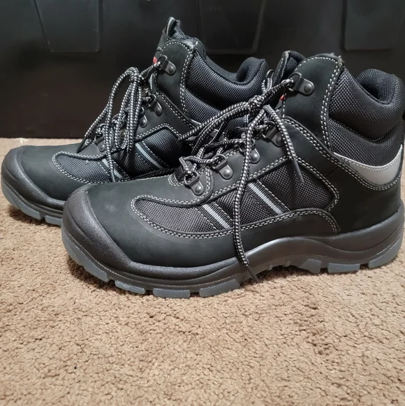 New Men's Turbo Mack Steel Toe Work Boots Black Size 12